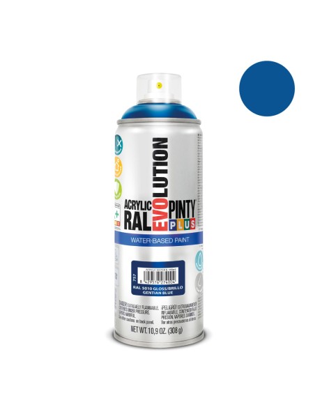 Pintura acrílica spray evolution water-based 520 cc ral 5010 azul genziana