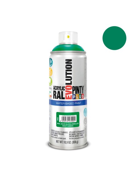 Pintura acrílica spray evolution water-based 520 cc ral 6029 verde menta