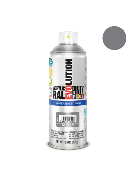 Pintura acrílica spray evolution water-based 520 cc ral 7012 gris basalto