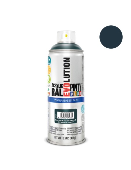 Pintura acrílica spray evolution water-based 520 cc ral 7016 gris antracita