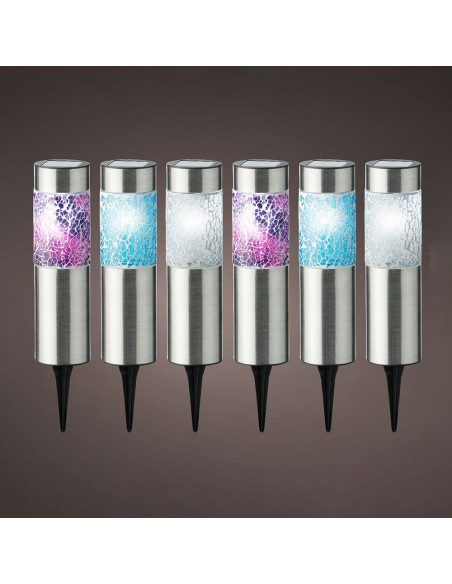 Baliza solar modelo gaudi 22 x 6 cm colores surtidos, 6 unidades