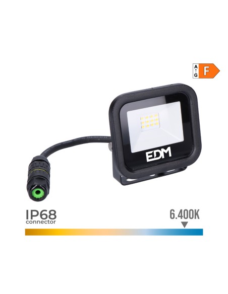 Foco proyector led 10 w 800 lm 6400 k luz fría, black series 9,2 x 8,1 x 2,7 cm