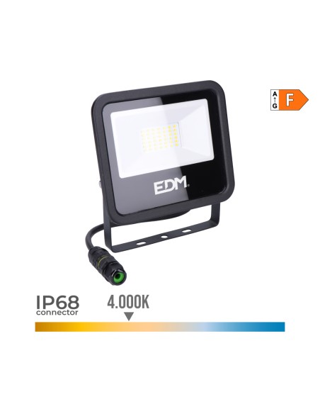 Foco proyector led 30 w 2370 lm 4000 k luz día, black series 15,8 x 13,5 x 2,9 cm