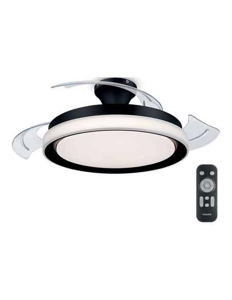 Ventilador de techo de led modelo bliss. color negro. potencia: 28 + 35 w aspas: ø 106 cm con mando a distancia