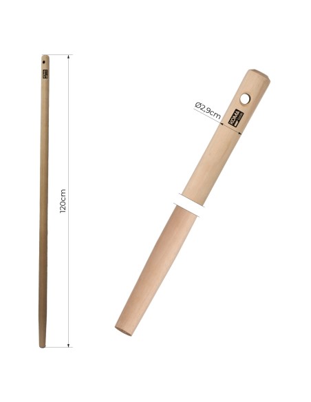 Mango de madera de eucaliptus para rastrillo, amr1229, ø2,9 cm x 120 cm