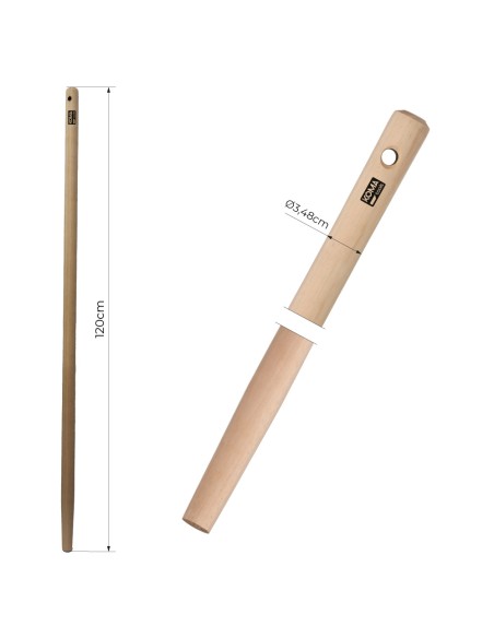 Mango de madera de eucaliptus para horca, amh1200, ø3,48 cm x 120 cm