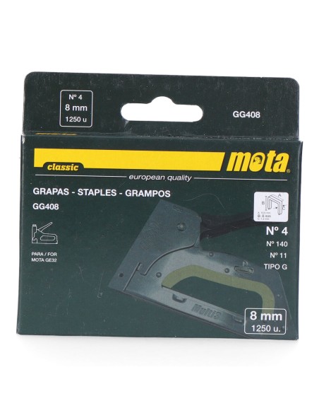Grapas n 4 de 8mm 1000 unid. espesor 1,2mm gg408 mota
