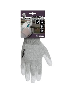 Guante nailon / fibra de carbono con palma poliuretano, antiestático, t-10