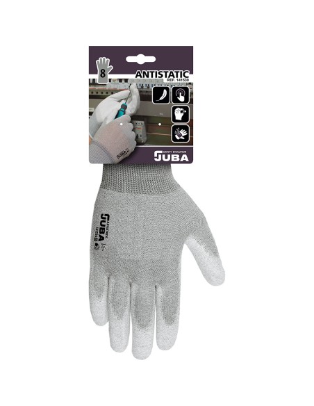 Guante nailon / fibra de carbono con palma poliuretano, antiestático, t-10