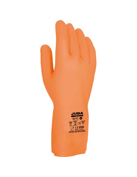 Guante látex / neopreno, flocado interior algodón, naranja, t-08