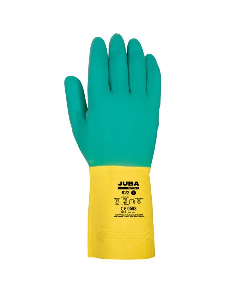 Guante látex, flocado interior algodón, bicolor, t-09