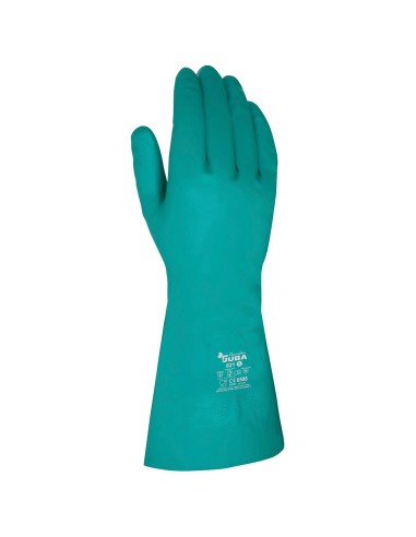 Guante nitrilo, flocado interior, fitosanitarios, verde, t-10