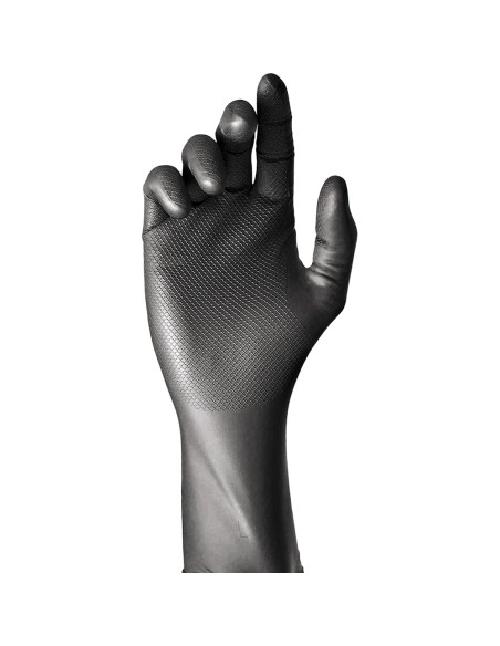 Guante nitrilo, sin polvo, desechable, negro, t-09, caja 50 uds