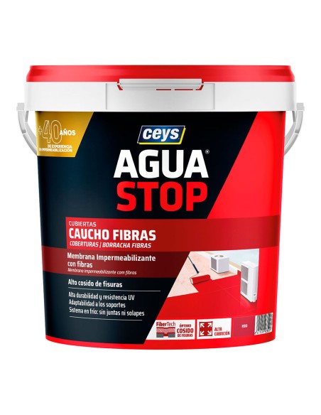 Aguastop caucho fibras rojo 5 kg