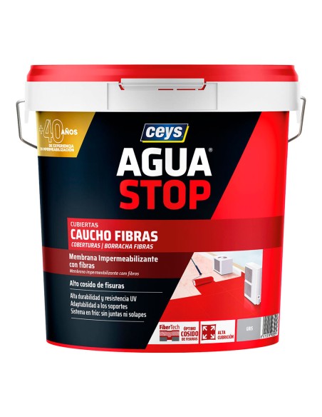 Aguastop caucho fibras gris 20 kg