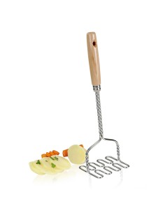 Prensapatatas con mango de madera 10 x 9,2 x 33,2 cm