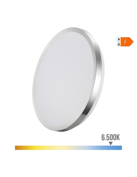 Aplique super led de superficie marco cromado 24 w 6500 k 2490 lm ø38 x 6,2 cm