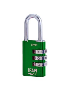Candado col combi30 verde 30mm. arco ø5mm. con combinación. ifam