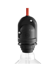 Portalámparas para exterior e27 negro. ip65 (retractilado)