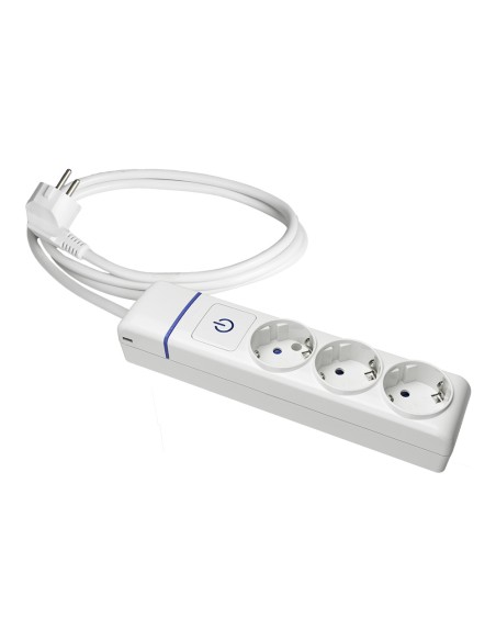 Base múltiple con 3 tomas 2p+t, con interruptor luminoso, 1,5 m cable h05vv-f 3g1,5 mm, blanca