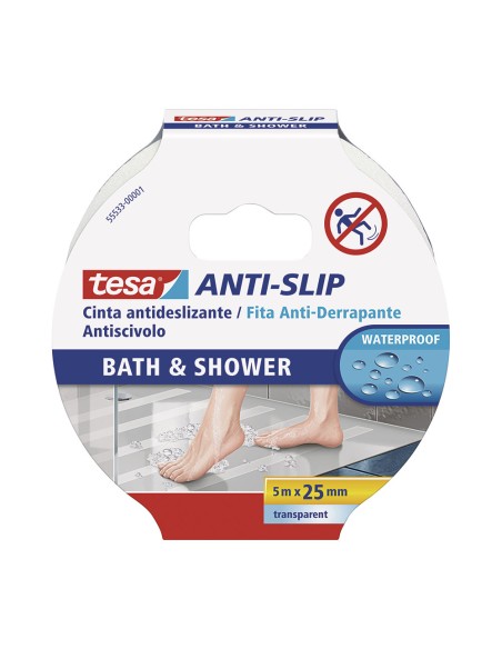 Cinta antideslizante baño y ducha transparente 25 mm x 5 m