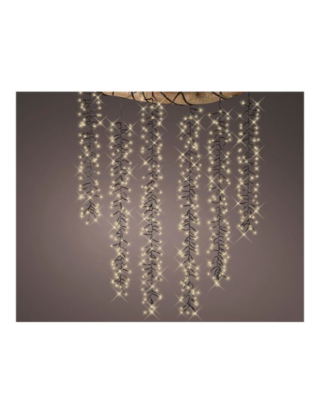 Cortina cascada para árbol, multifunción, luz cálida, 480 leds, exterior, 2m