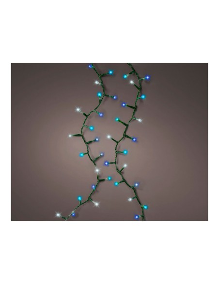 Guirnalda led compact 750 leds parpadeante colores blanco, azul y turquesa cable verde 21 m