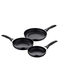 Set 3 sartenes aluminio prensado apto para inducción navy black ø16 / ø20 / ø24 cm