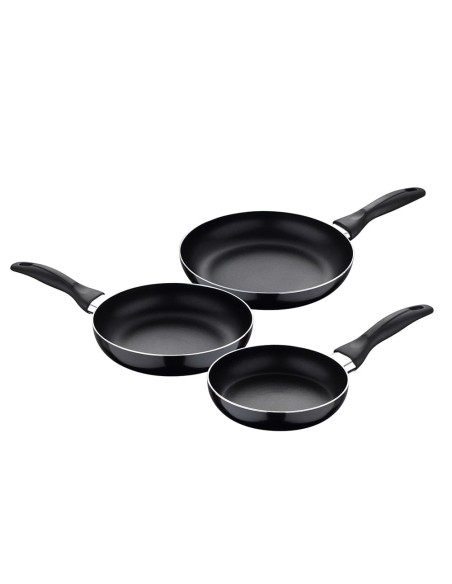 Set 3 sartenes aluminio prensado apto para inducción navy black ø16 / ø20 / ø24 cm