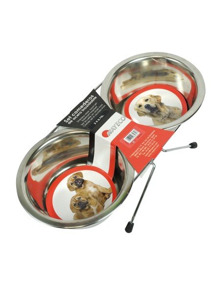 Set comederos acero inoxidable 2 x 0,75 l
