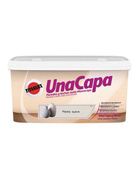 Pintura plástica vinil-acrílica interior lavable una capa piedra suave mate 4 l