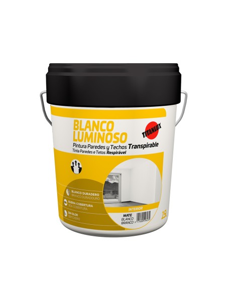 Pintura plástica acrílica estirenada interior transpirable blanco mate luminoso 4 l