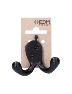 Colgador doble de forja negro 7,5 x 5 cm