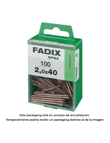 Caja m 100 unid. clavo de acero para rodapie 2,0x40mm fadix