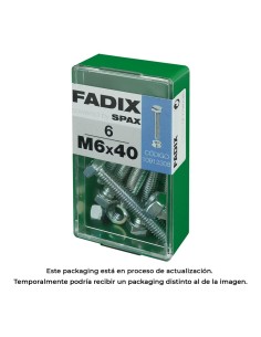 Caja s 6 unid. tornillo metrica cab hex+tuerca cinc m 6x40mm fadix