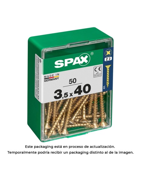 Caja 50 unid. tornillo madera spax cabeza plana yellox 3,5x40mm spax