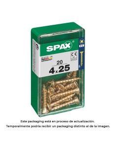 Caja 20 unid. tornillo madera cabeza plana yellox 4,0x25mm spax