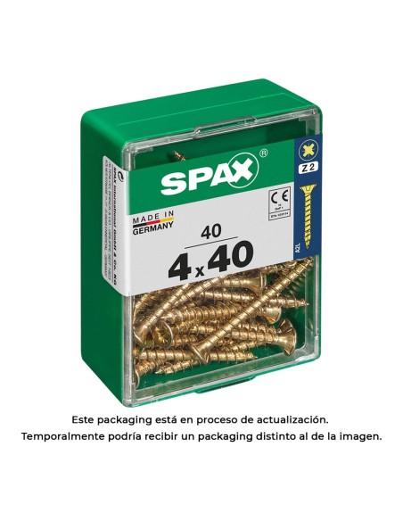 Caja 40 unid. tornillo madera cabeza plana yellox 4,0x40mm spax