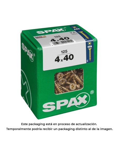Caja 125 unid. tornillo madera cabeza plana yellox 4,0x40mm spax
