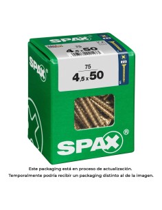 Caja 75 unid. tornillo madera cabeza plana yellox 4,5x50mm spax