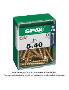 Caja 25 uds. tornillo madera spax cab. plana yellox 5,0x40mm spax
