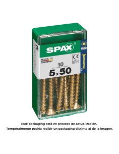 Caja 10 uds. tornillo madera spax cab. plana yellox 5,0x50mm spax