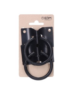 2 anillas aparca perros con placa 70x45mm negras