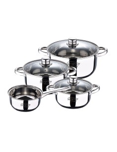 Bateria 7 piezas de acero inox ind cassel: cazo ø16 cm / cacerola con tapa ø18 cm / cacerola con tapa ø20 cm / cacerola con  ...