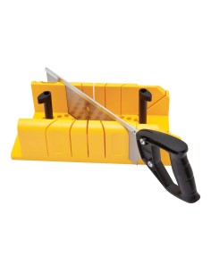 Ingletadora de plástico con sistema de bloqueo y serrucho