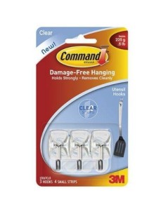 COLGADOR ADHESIVO REUTILIZBLE TRANSPARENTE COMMAND UTENSILIO