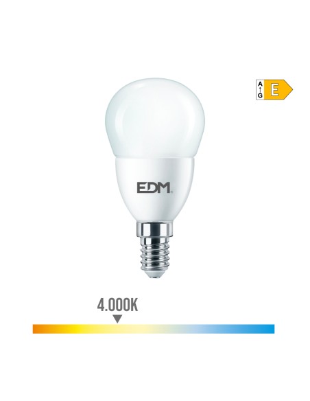 Bombilla esferica led e14 7 w 806 lm 4000 k luz dia ø4,8 x 9,5 cm
