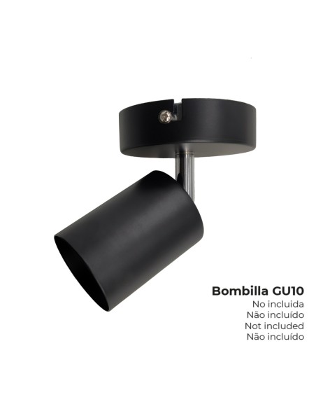 Foco 1 elemento gu10 50 w (bombilla no incluida) color negro ø9 x 5,6 x 14,2 cm