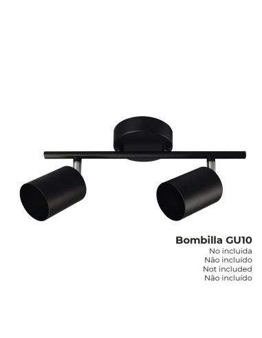 Foco 2 elementos gu10 50 w (bombilla no incluida) color negro 30 x 9 x 17 cm