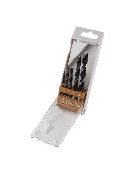 Brocas espiral para madera cv, juego de 5 piezas, ø4,00 - ø10,00 mm